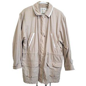Vintage Towne from London Fog Women's L Beige Full Zip Snap Jacket FLAWS